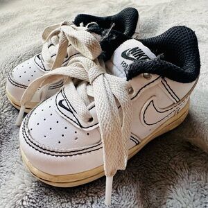 Nike Kids Force 1 White Black Sneakers